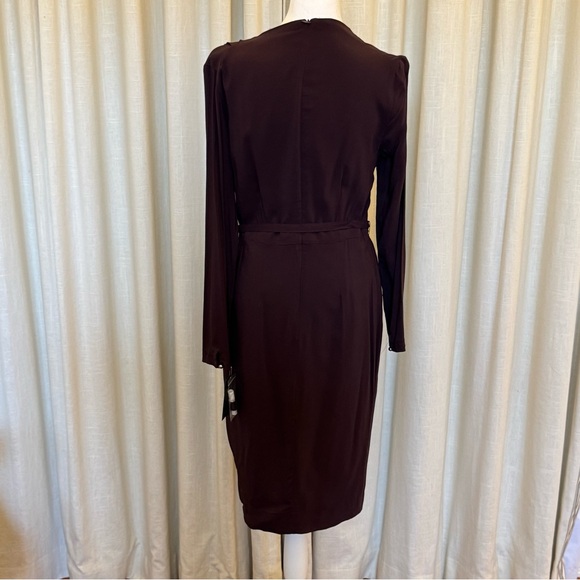 Carlisle Maroon Long Sleeve Sheath Dress Mock Neck - Picture 2 of 6